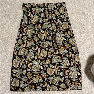 Ann Taylor Black and Gold Floral midi skirt